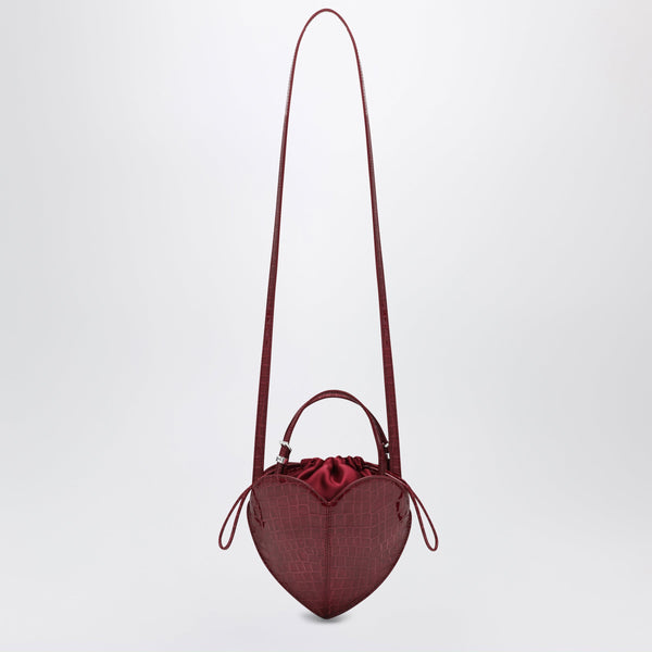 Burgundy Heart Bag Croco In Leather
