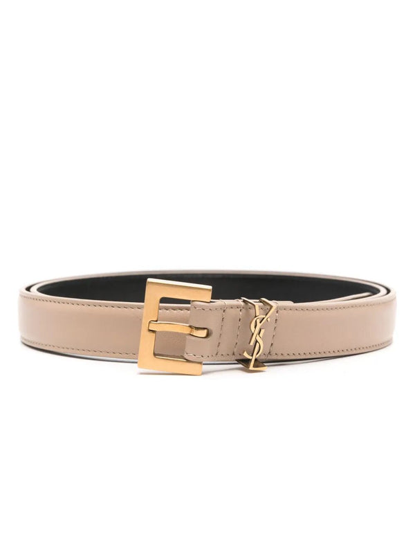 Cassandre Thin Belt With Square Buckle In Box Leather
