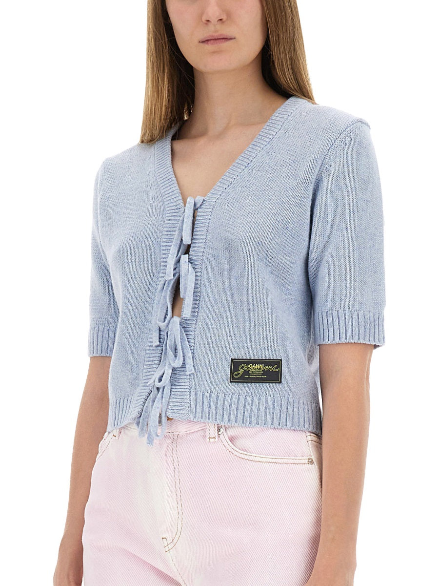 Ganni Sweaters - White, Light Blue | Wanan Luxury