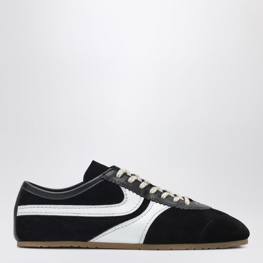Black/White Leather And Suede Sneakers