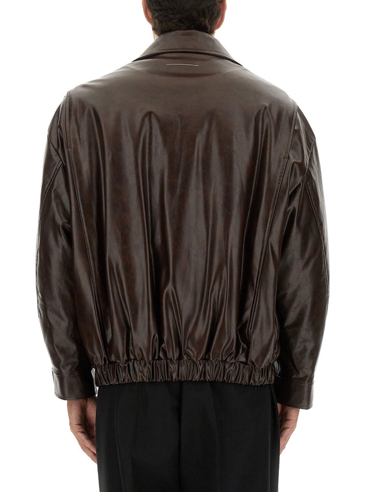 MM6 Maison Margiela Leather Jackets - Burgundy | Wanan Luxury