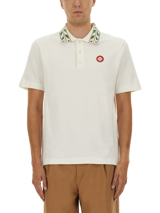 "Classic Laurel" Pique Polo Shirt