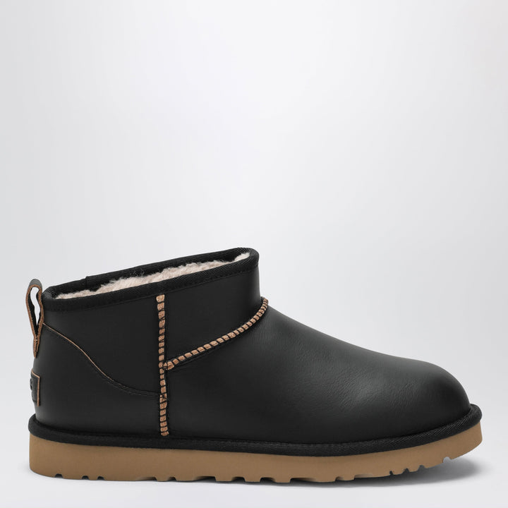 UGG Classic Ultra Mini Contrast Black Leather Boots