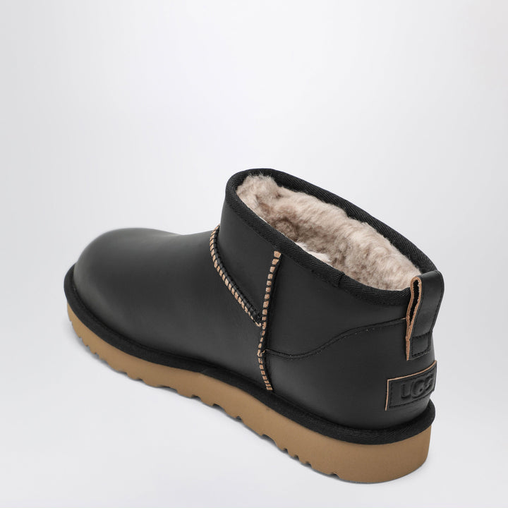 UGG Classic Ultra Mini Contrast Black Leather Boots