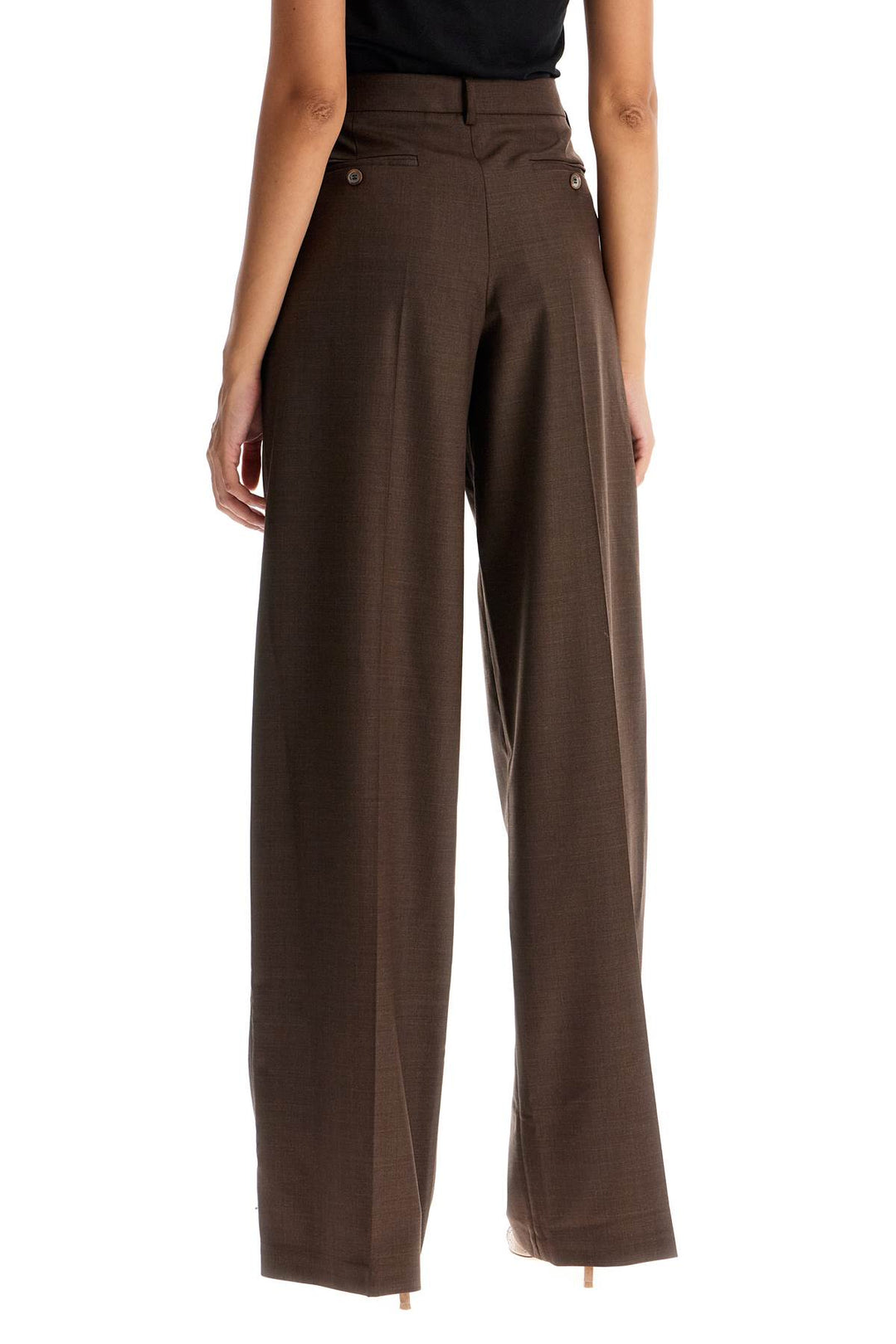 Pantaloni Ampi In Lana Stretch