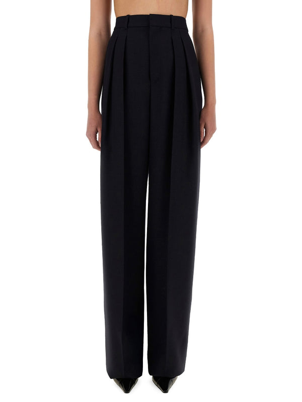 Wide-Leg Pants In Grain De Poudre