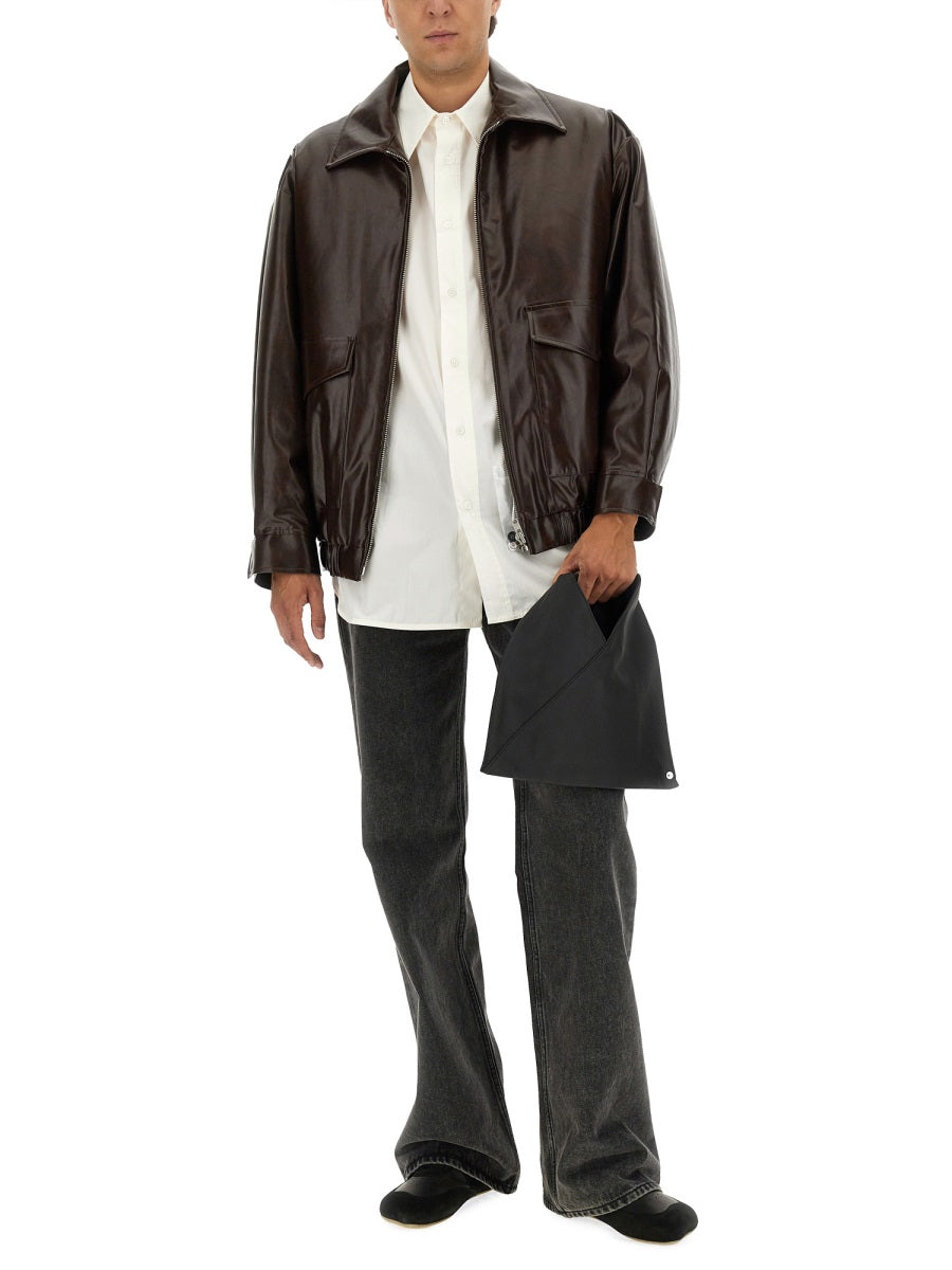 Mm6 Maison Margiela Leather Jackets - Brown | 07deb32a32a8a403e5e1bf6b8094e5110700807e