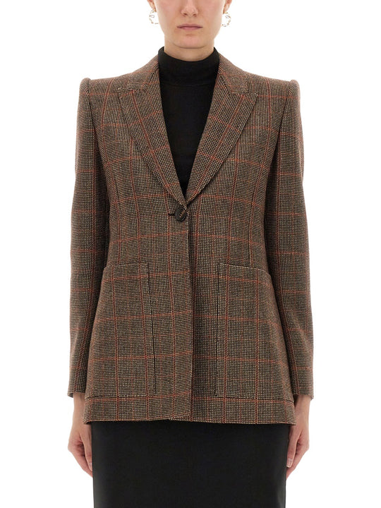 Plaid Wool Tailored Jacket