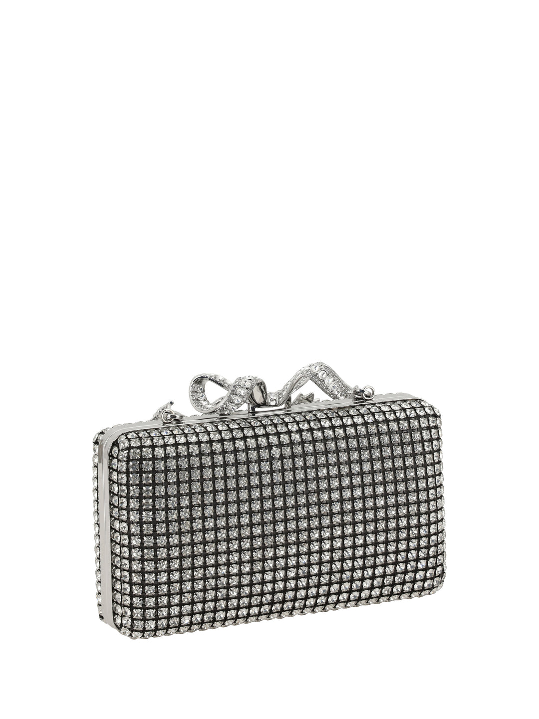 SILVER CRYSTAL BOX CLUTCH