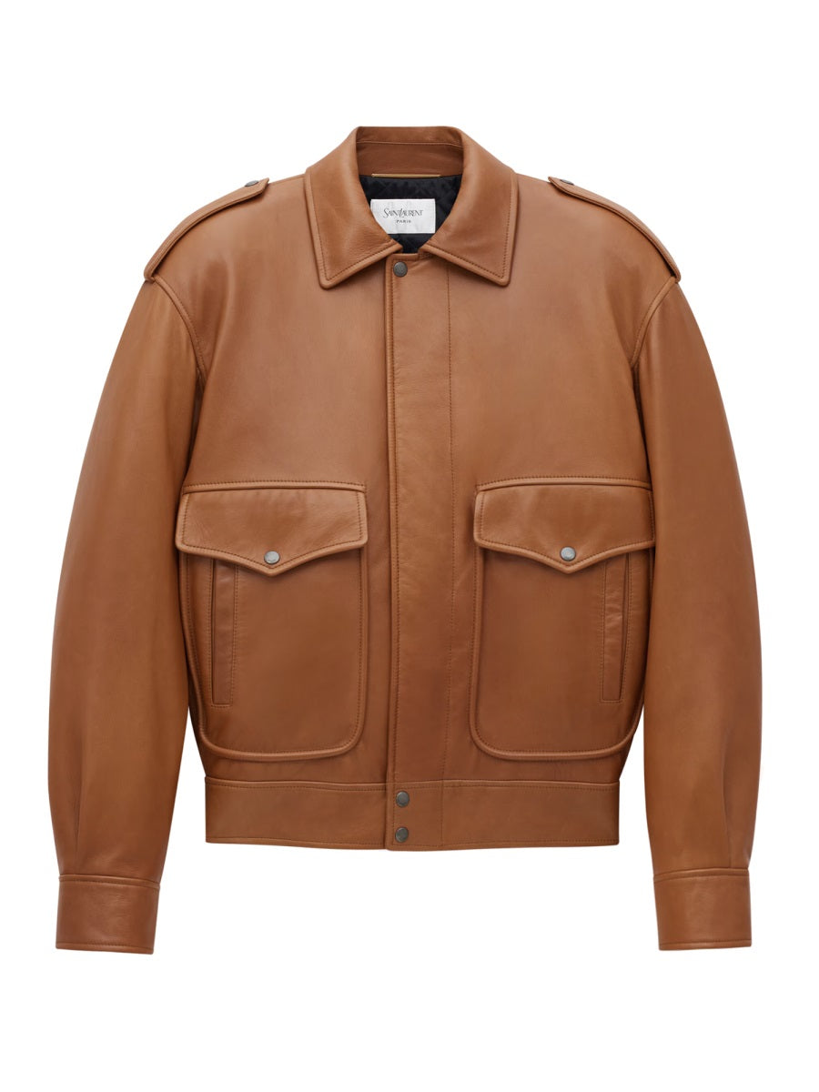 Saint Laurent Leather Jackets - Brown | Wanan Luxury