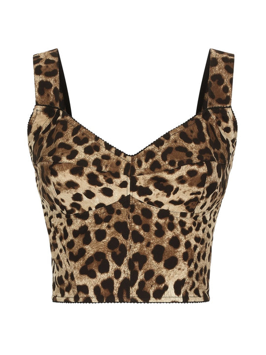 Leopard Print Charmeuse Bustier