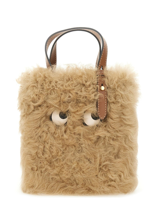 "N/S Mini Eyes" Shearling Tote Bag