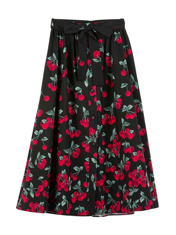 Twin-Set Skirts - Cherries degradè black/red | d67acf2a73e8e81ce5648a038c584fdb41b31f81