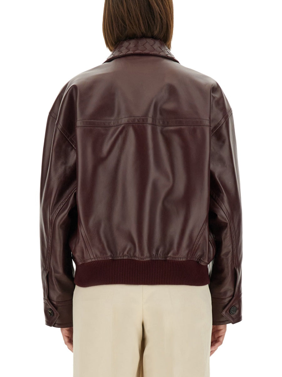Bottega Veneta Leather Jackets - Burgundy | Wanan Luxury