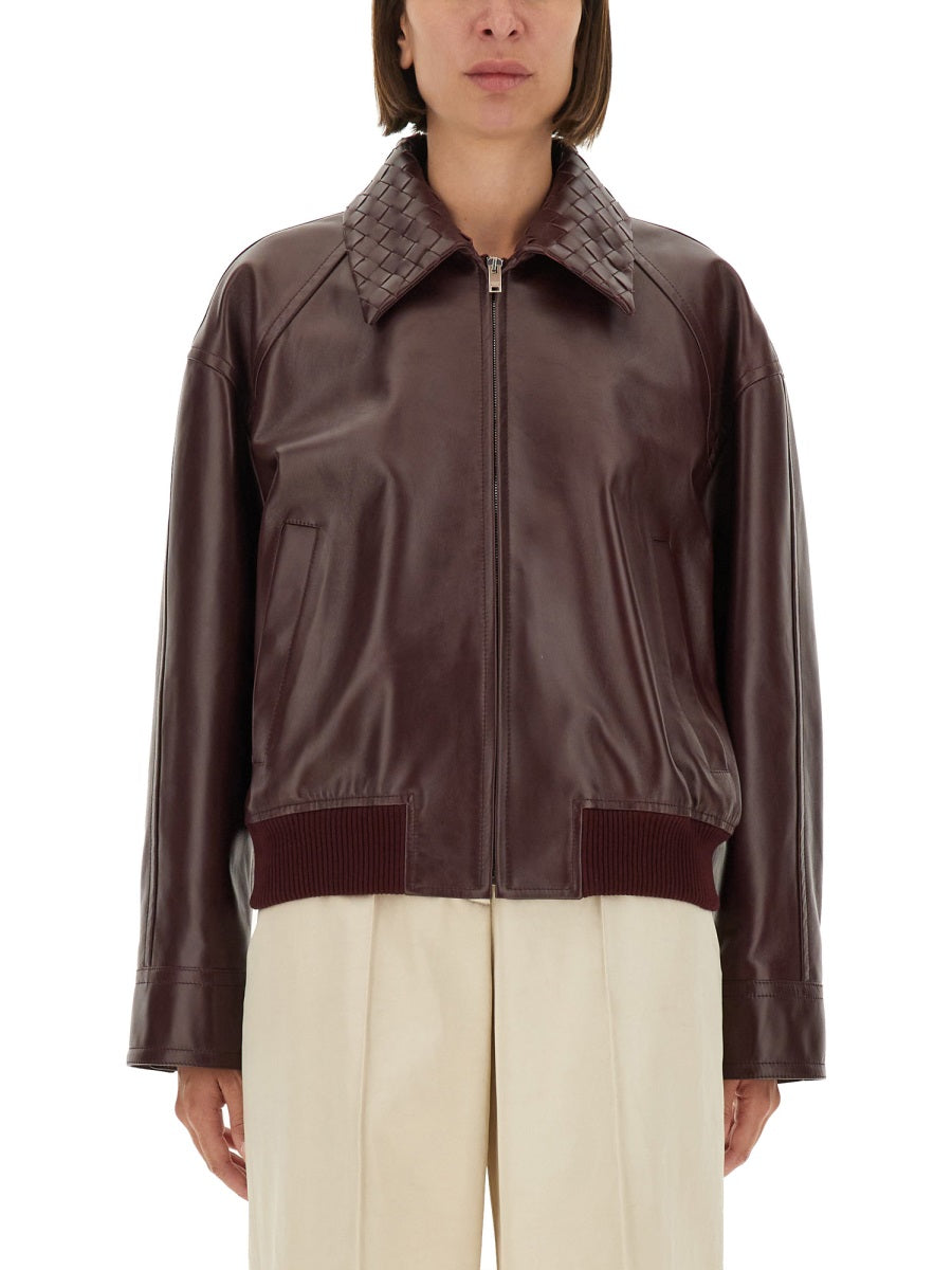 Bottega Veneta Leather Jackets - Burgundy | Wanan Luxury