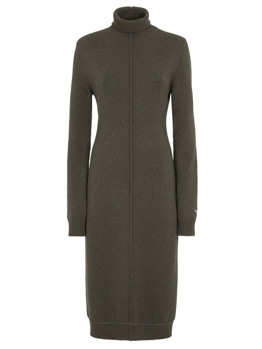 High Neck Cashmere Midi Dress