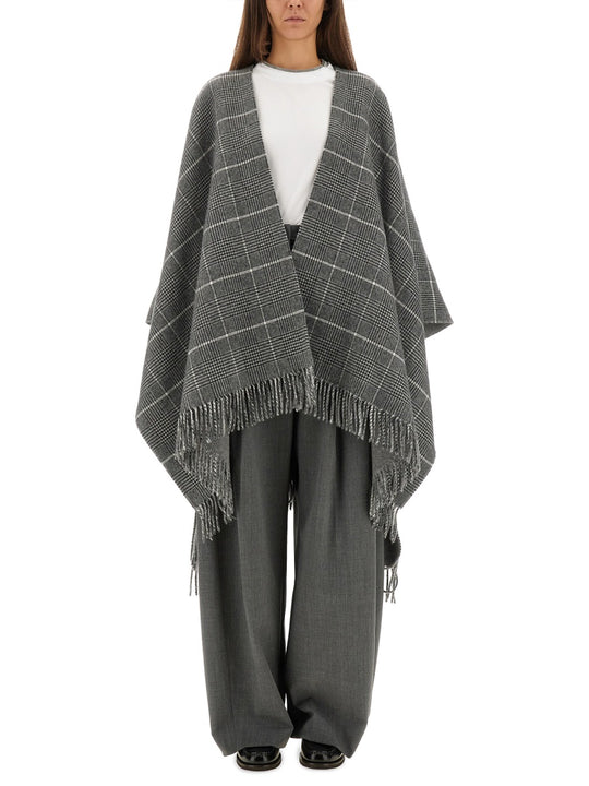 Wool Poncho With Bangs