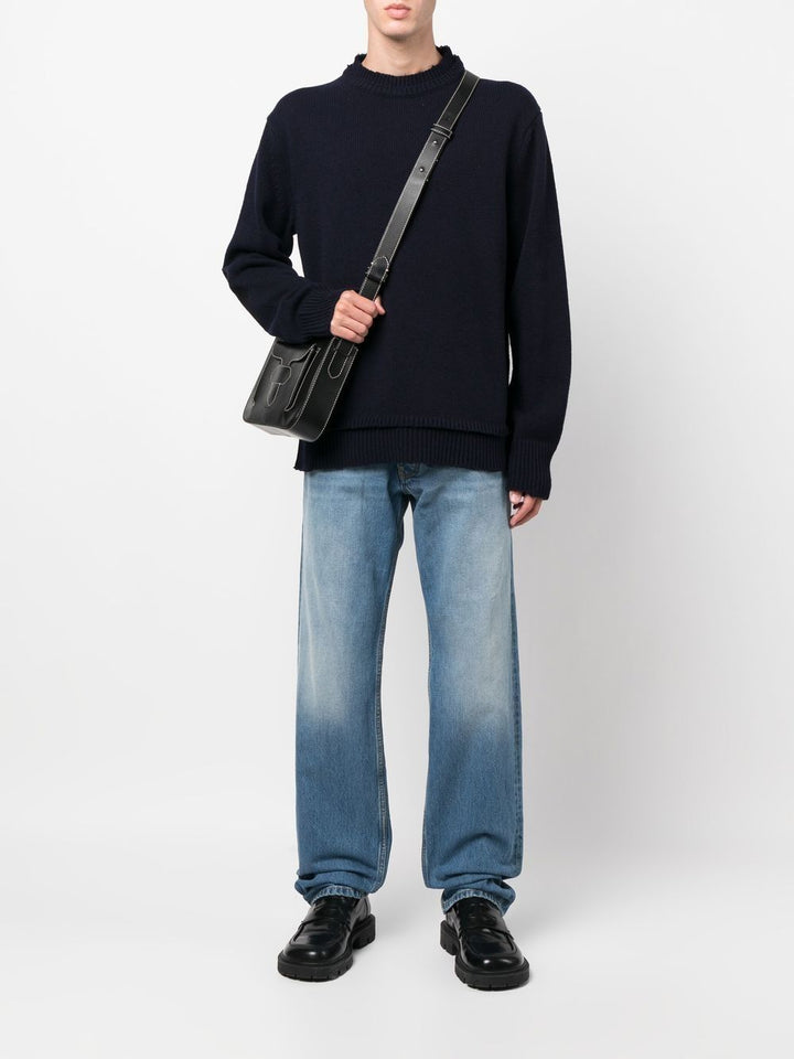 crew-neck layered jumper