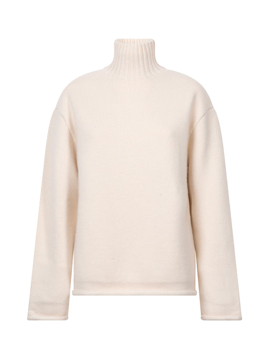 Textured Cashmere Hign Neck Jumper