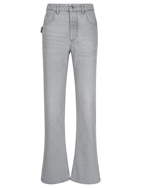 Light Grey Washed Denim Flared Jeans