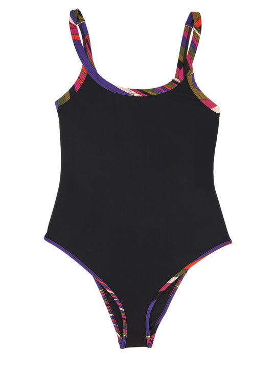 One Piece Swimsuit With Printed Edges