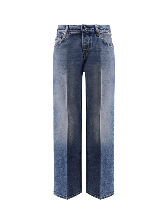 Cotton Jeans With Gucci Rosso Ancora Naplak Tag