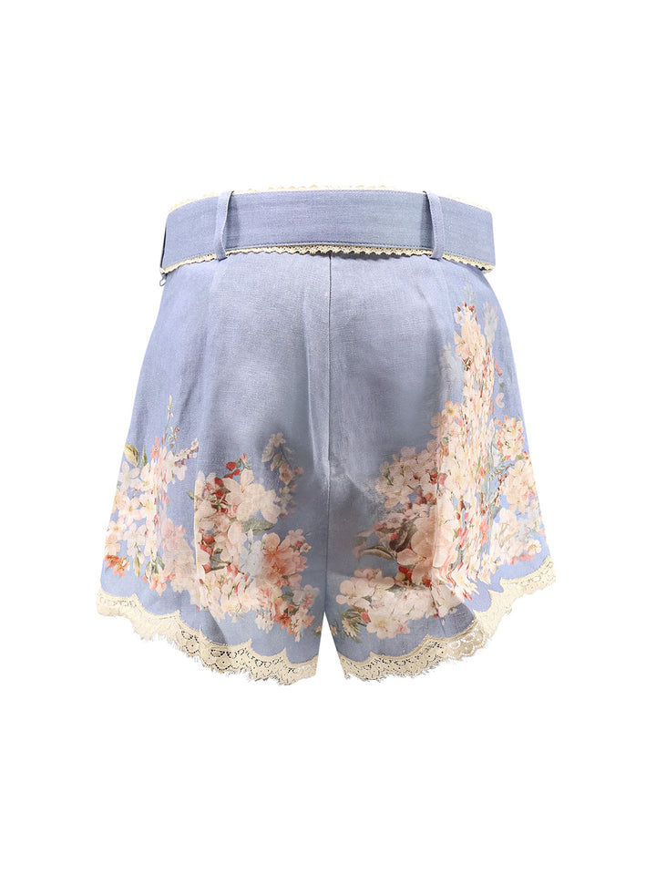 Zimmermann Shorts - Teal Blue Botanical Floral | d40cf0b317ff7b0361428eb158b5c97d8d44eb7a