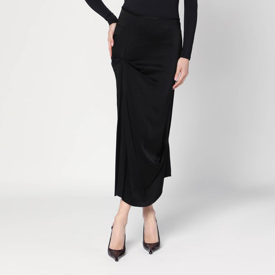 Black Midi Skirt With Draping