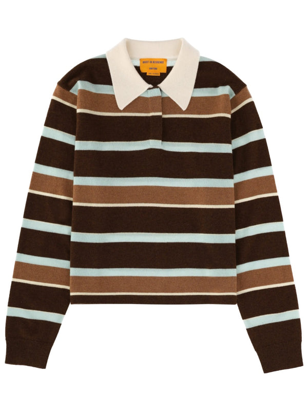 "Cropped Stripe Rugby" Polo Shirt