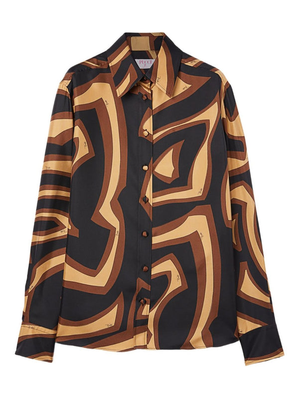Labyrinth Print Silk Shirt