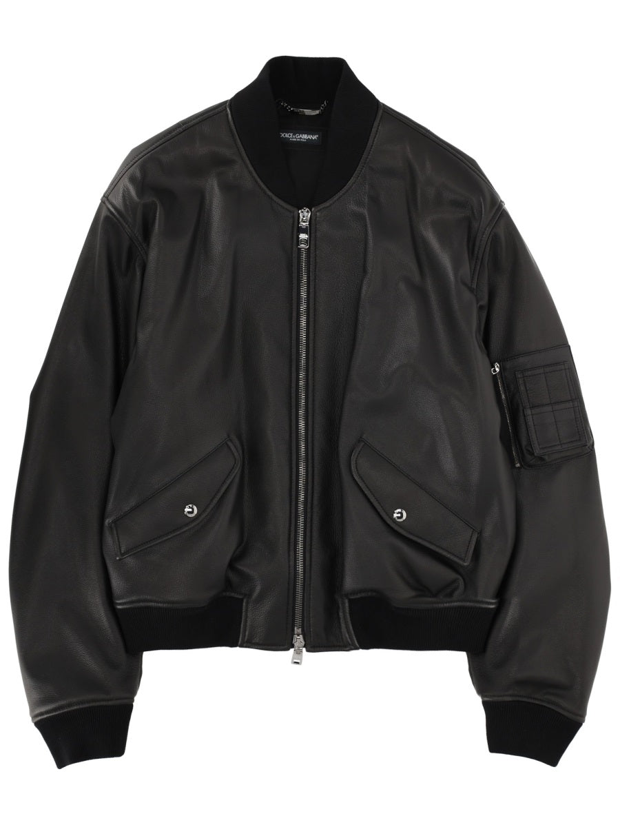 Dolce & Gabbana Leather Jackets - Black | 1ff6339e71bd98db81604f7a453da04551b841df