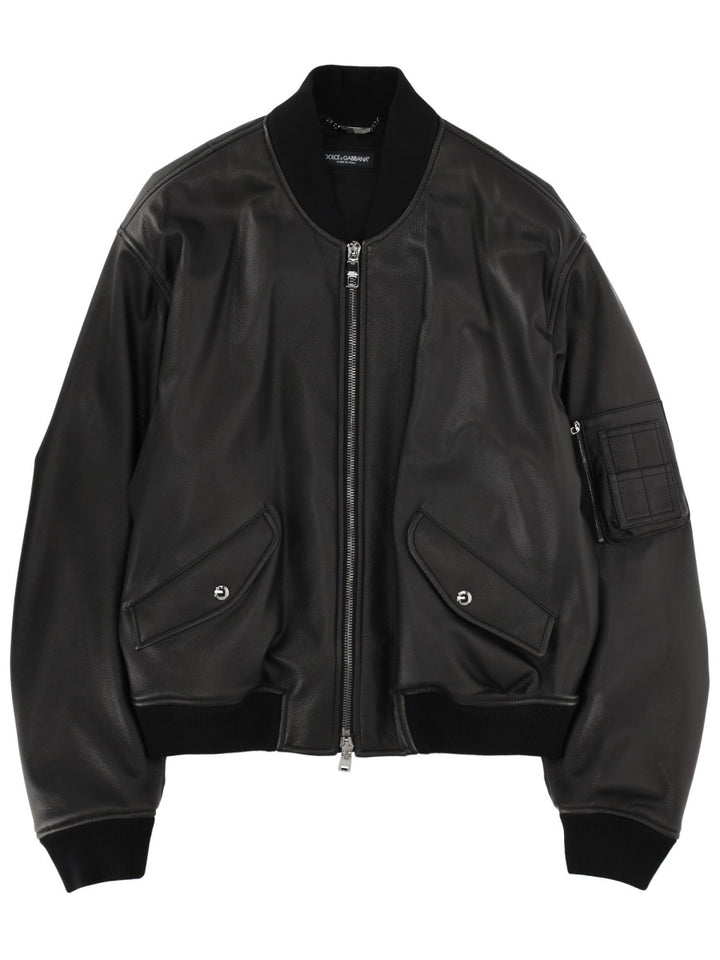 Dolce & Gabbana Leather Jackets - Black | 1ff6339e71bd98db81604f7a453da04551b841df