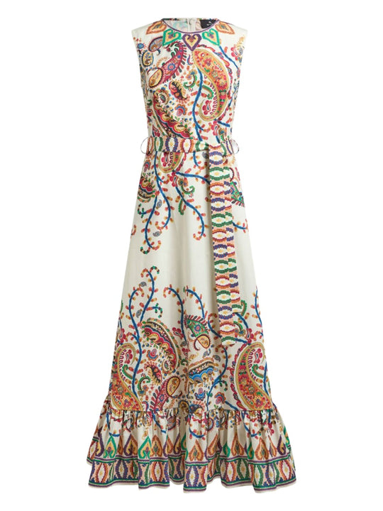 Long Dress With Floral Paisley Print