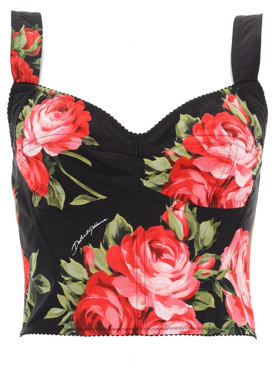 Top Bustier Con Stampa Floreale