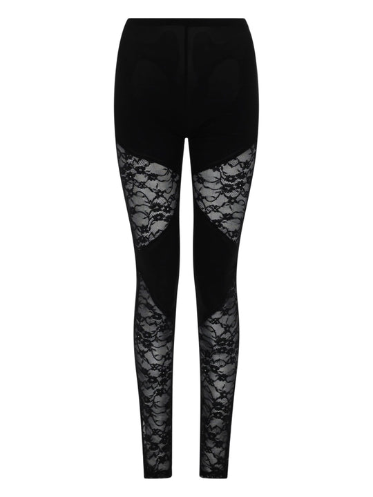 Patchwork Leggings With Lace Inserts