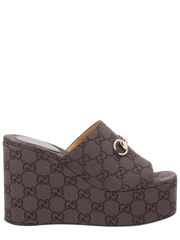 Fabric Wedge Sandal "Gg"