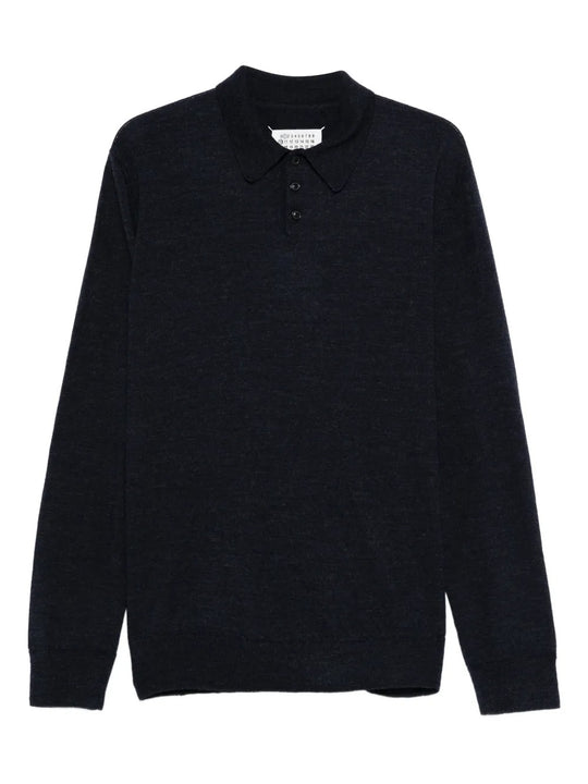 Elbow-Patch Wool Polo Shirt