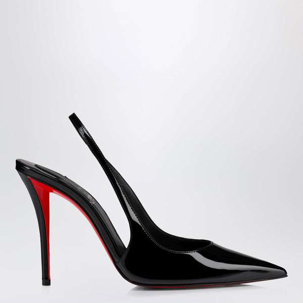 Black Miss Z Sling Court Shoes In Patent Leather