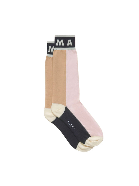 Color Block Cotton Socks In Pink