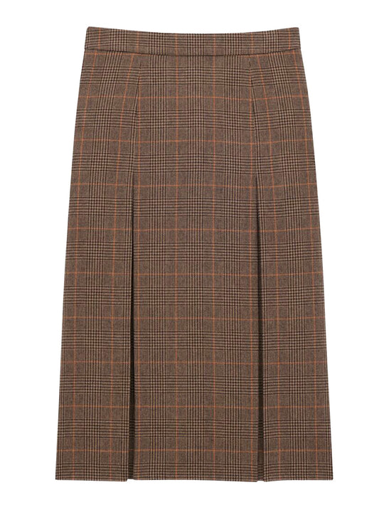 Prince Of Wales Wool And Cashmere Midi Skirt