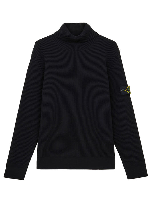 Ribbed Wool Turtleneck Pullover