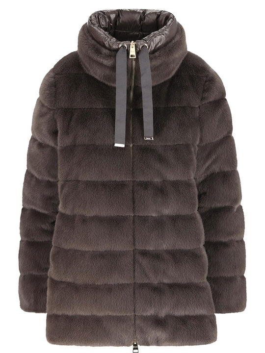 Faux Fur High Neck Down Jacket