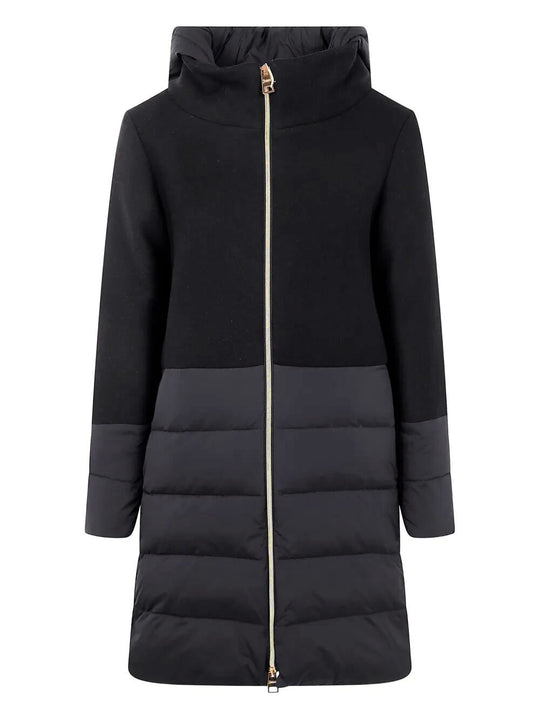 Hooded Padded Jacket With Wool Inserts