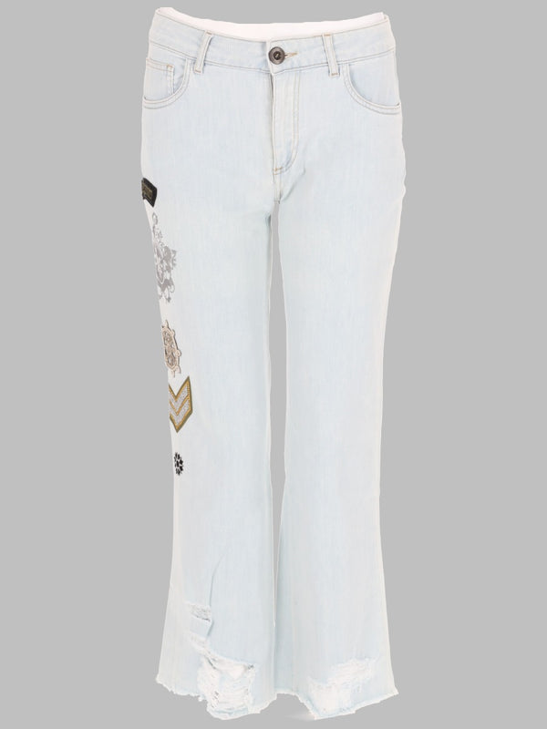 Jeans Con Patch E Stampa