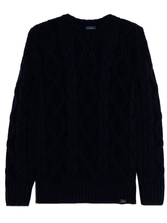 Cable Knit Crewneck Wool Sweater