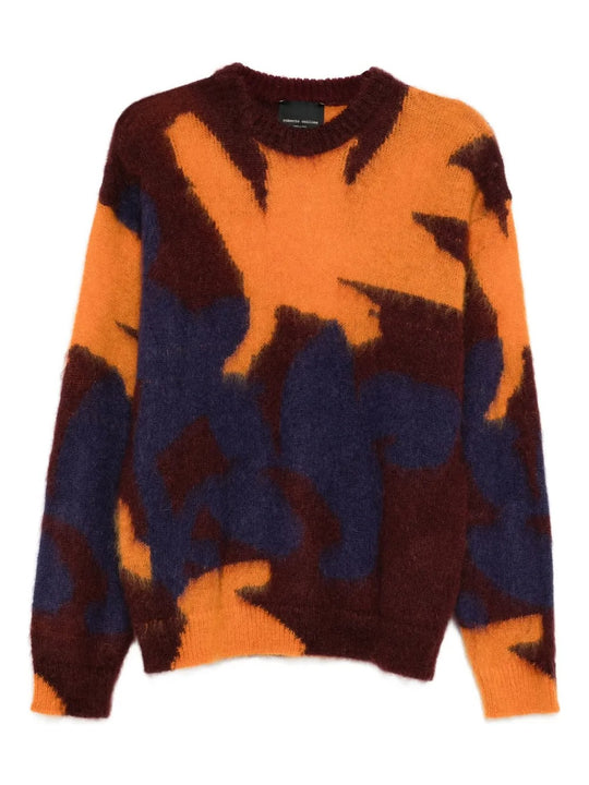 Ikebana Inlay Crewneck Mohair Sweater