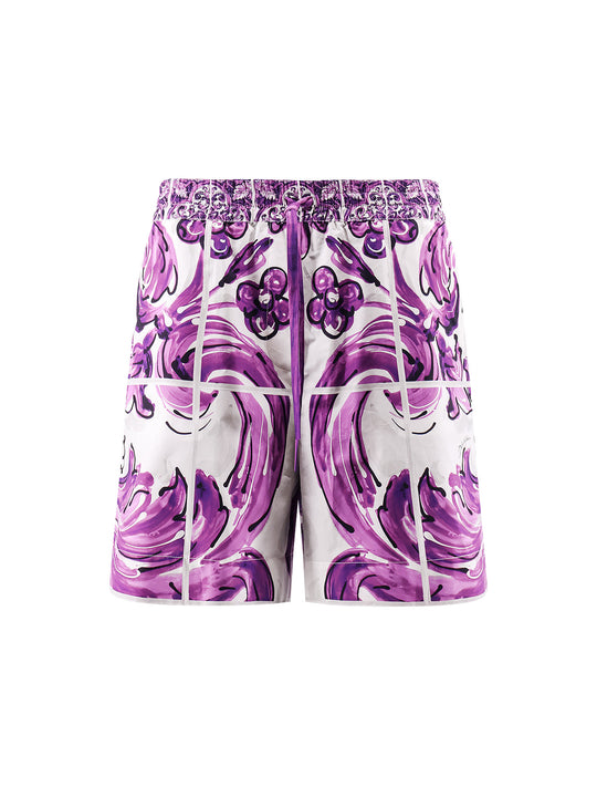 Cotton Shorts With Maiolica Print