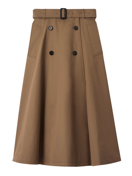 Midi Trench Skirt In Gabardine Cotton