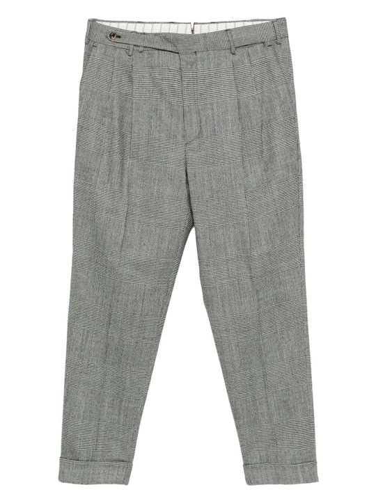 Checked Wool Carrot Trousers