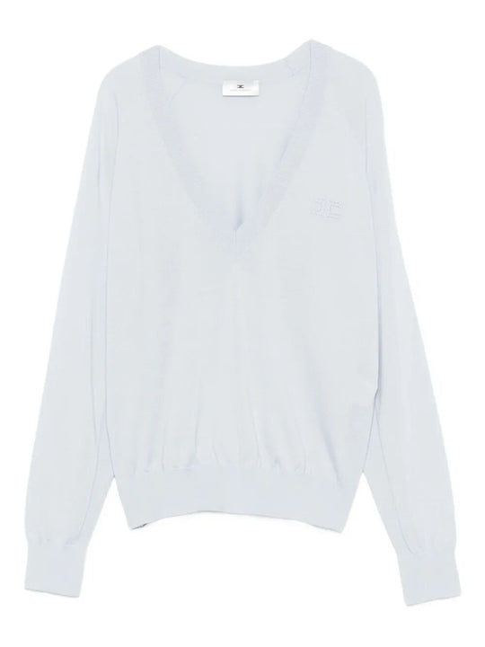 Wool Blend Tricot V-Neck Sweater